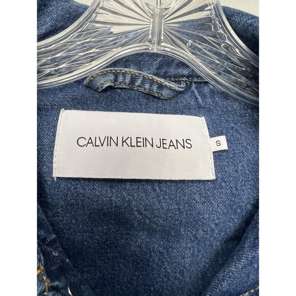 Calvin Klein 90s Denim Jacket Varsity College University Jeans Blouson Bomber S - Picture 7 of 11